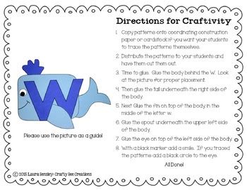 Letter W Craft {Whale} by Crafty Bee Creations | TpT