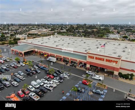 Aerial view of The Home Depot store and parking lot in San Diego, California, USA. Home Depot is ...