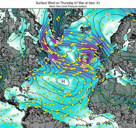 North-Atlantic Surface Wind on Monday 09 Dec at 5pm -01