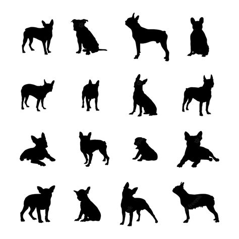 Premium Vector | Boston terrier dog silhouettes, dog silhouette collection.