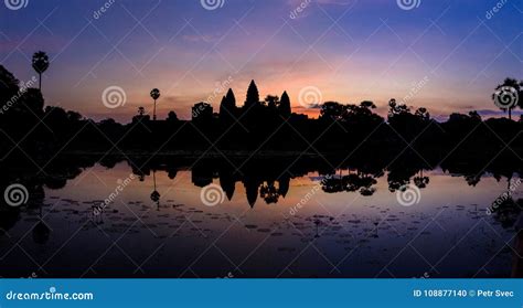 Sunrise Over Angkor Wat Temple Stock Photo - Image of reflection, tower: 108877140