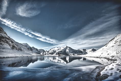 Lake on Between Snowy Mountain · Free Stock Photo