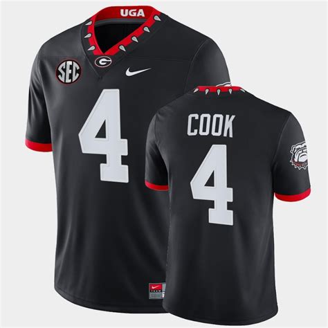 Georgia Bulldogs #4 James Cook Black Mascot 100th Game Jersey