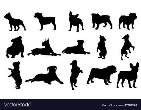 Bulldog silhouette collection Royalty Free Vector Image