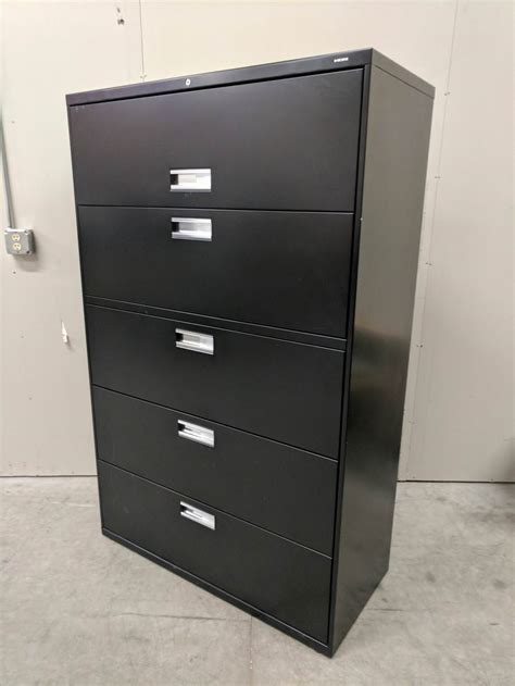 Black Black Hon 5 Drawer Lateral File Cabinet – 42 Inch Wide by Hon