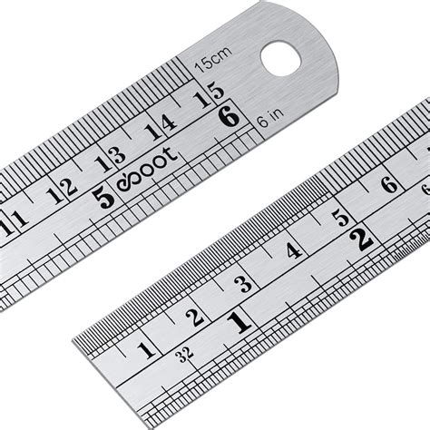 Stainless Steel Ruler and Metal Rule Kit with Conversion Table (Silver, 6 Inch, 6 Inch ...