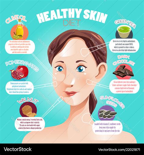 Healthy skin diet infographic Royalty Free Vector Image