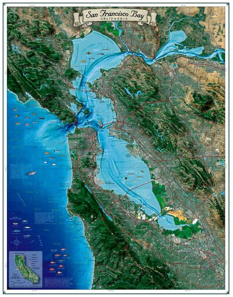 San Francisco Bay Map, Coastal California Series