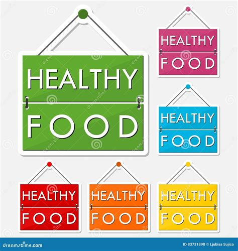 Healthy Food Design, Healthy Food Sign Stickers Set Stock Vector - Illustration of color ...