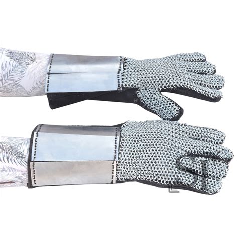 Medieval Suede Leather Glove with 18G Plate Steel Chainmail