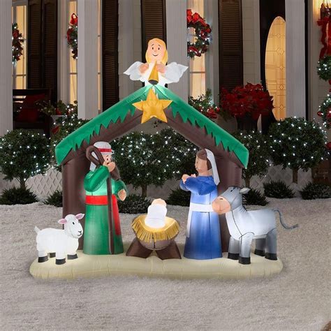 7' NATIVITY JESUS STABLE CHRISTMAS ANGEL SCENE Airblown Inflatable Yard Deco… | Inflatable ...