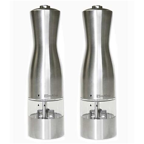 Electric Stainless Steel Salt and Pepper Mills (Pack of 2) - Free ...