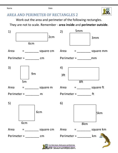 Area And Perimeter Of Squares And Rectangles Worksheet - Printable Word ...