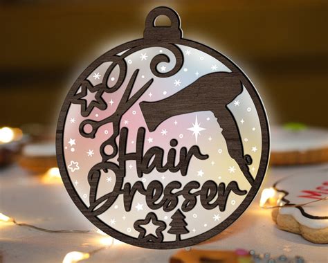 Hairdresser Christmas Ornament SVG Glowforge Laser Cut File - Etsy