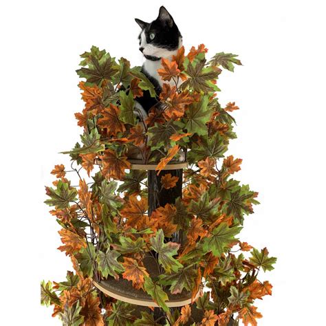 Luxury Cat Tree (Large) - Square Base w Summer - Orange and Green Leaves - CT012 - 163 ...