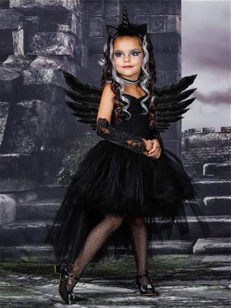 Girls Dark Black Unicorn Tutu Costume Dress | Halloween costumes for girls, Halloween tutu ...