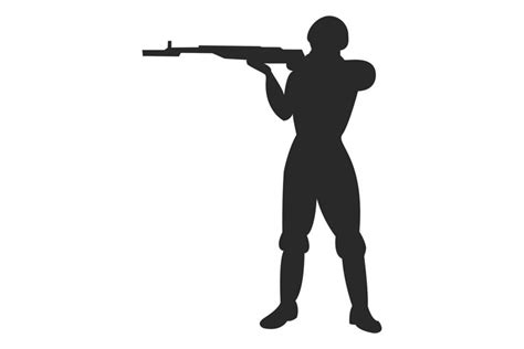 Man aiming shotgun silhouette. Shooter with gun