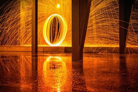 Premium Photo | Wire wool underneath bridge at night