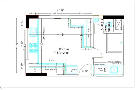 Residential kitchen plan layout detail dwg file - Cadbull