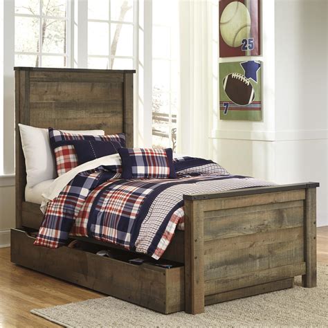 Signature Design by Ashley Trinell Rustic Look Twin Panel Bed with ...