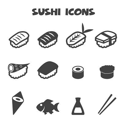 Sushi Icons Stock Vector Art & More Images of Black Color - iStock