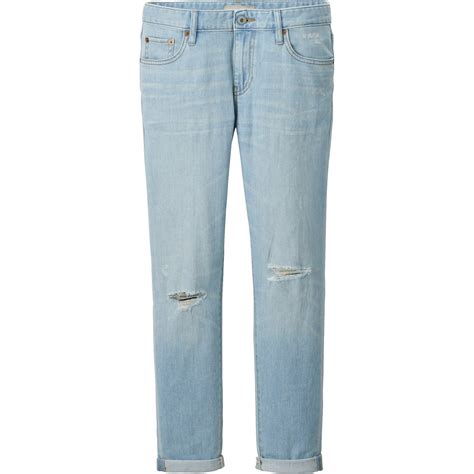 Uniqlo Women Slim Boyfriend Fit Ankle Length Jeans in Blue