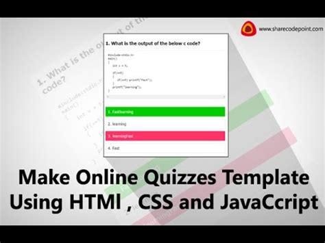 How make an online quizzes template for website using html , css and ...