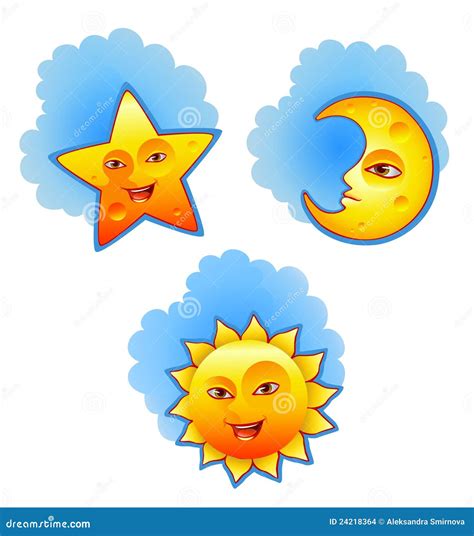 Sun, moon and star stock vector. Illustration of icon - 24218364