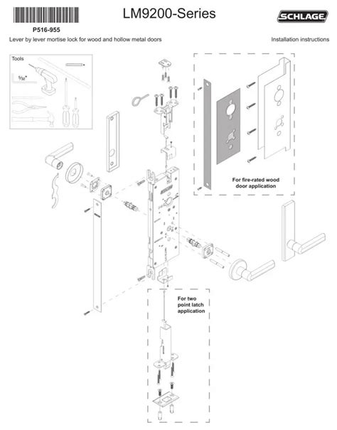 Schlage LM9200 Series Lock Installation Instructions