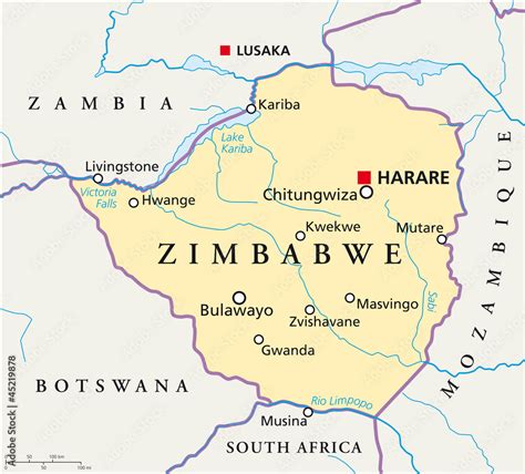 Zimbabwe map (Simbabwe Landkarte) Stock Vector | Adobe Stock