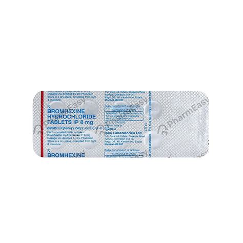 Buy Bromhexine 8 MG Tablet (10) Online at Flat 18% OFF* | PharmEasy