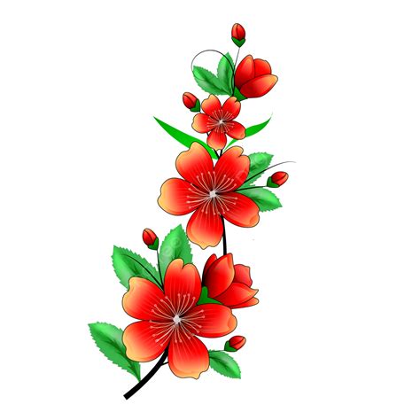 Red Semi Realistic Flower Design, Semi Realistic, Flower, Red Flower PNG and Vector with ...