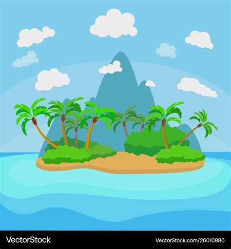 Cartoon tropical island landscape background scene