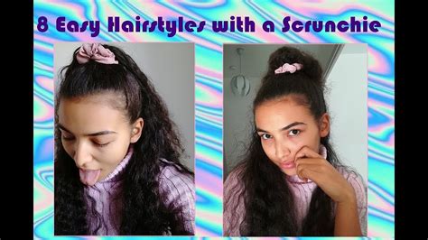 8 Easy Hairstyles with a Scrunchie | Basic 80s/90s College Girl - YouTube