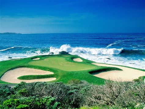 HD Wallpaper: Coastal Golf Course Bunker by the Ocean Waves