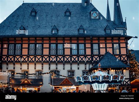 Christmas market and lights in the half-timbered town of Wernigerode ...