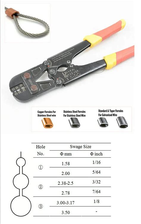 1PC Presszange Swage Ferrule Sleeves Crimping Tool+Steel Wire Rope ...