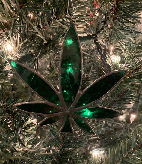 I made a bunch of stained glass weed ornaments for Christmas : r/weed