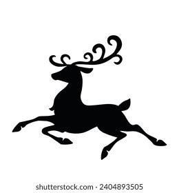 Christmas Reindeer Silhouette Vector Cartoon Illustration Stock Vector (Royalty Free) 2404893505 ...