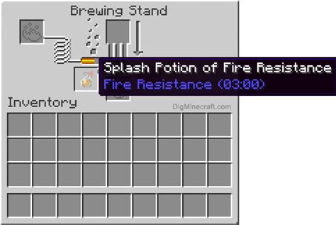 How to make a Splash Potion of Fire Resistance (3:00/2:15) in Minecraft