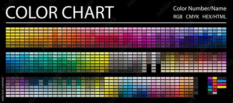 Color Chart. Print Test Page. Color Numbers or Names. RGB, CMYK, HEX HTML codes. Vector color ...