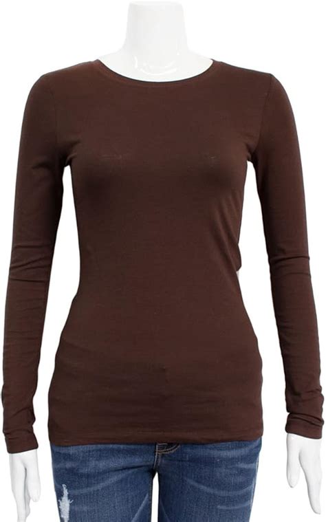 Brown Ladies Crew Neck Long Sleeve T-Shirt: Amazon.co.uk: Clothing