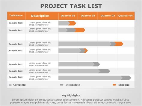 Project Task List 10 PowerPoint Template