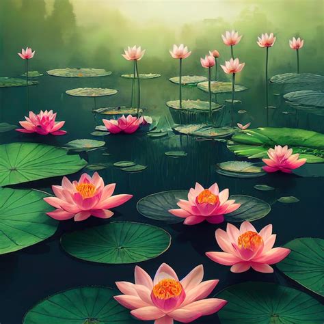 Premium Photo | Beautiful lotus flowers illustration