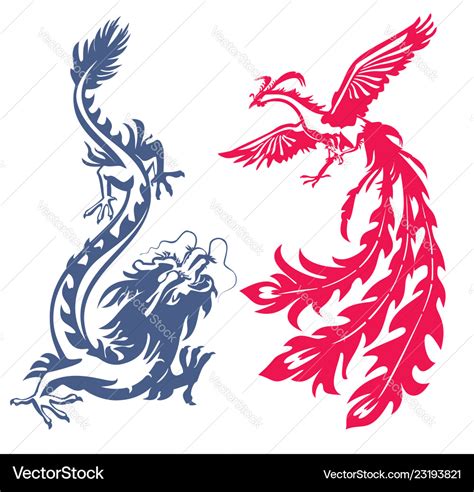 Dragon and phoenix Royalty Free Vector Image - VectorStock