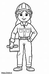 Girl engineer coloring Sheet sketch template