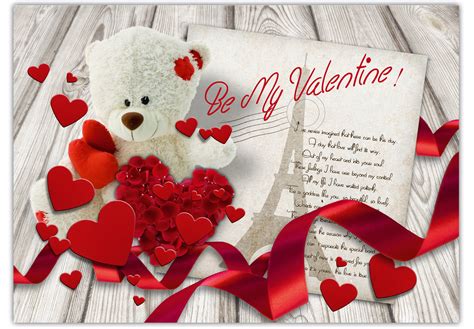 Karte Zum Valentinstag "Be My Valentine Teddy" - Grußkartenwerk: Der ...