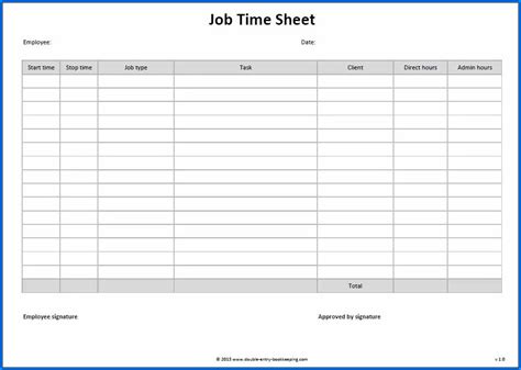 Job Cost Sheet Includes