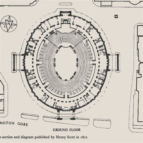 A4 Royal Albert Hall 1915 Architect's Plan Art Print, Music Hall London ...