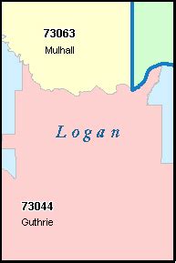 LOGAN County, Oklahoma Digital ZIP Code Map